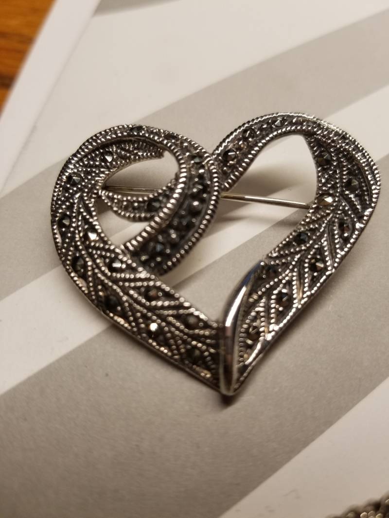 Vintage Sterling Silber Markasiten Brosche von DianaReevesJewelry