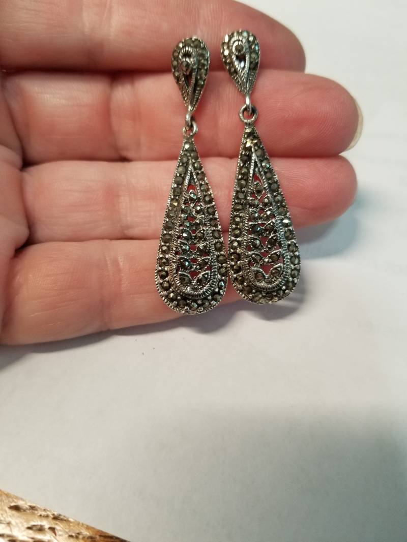 Vintage Sterling Silber Markasiten Ohrstecker von DianaReevesJewelry