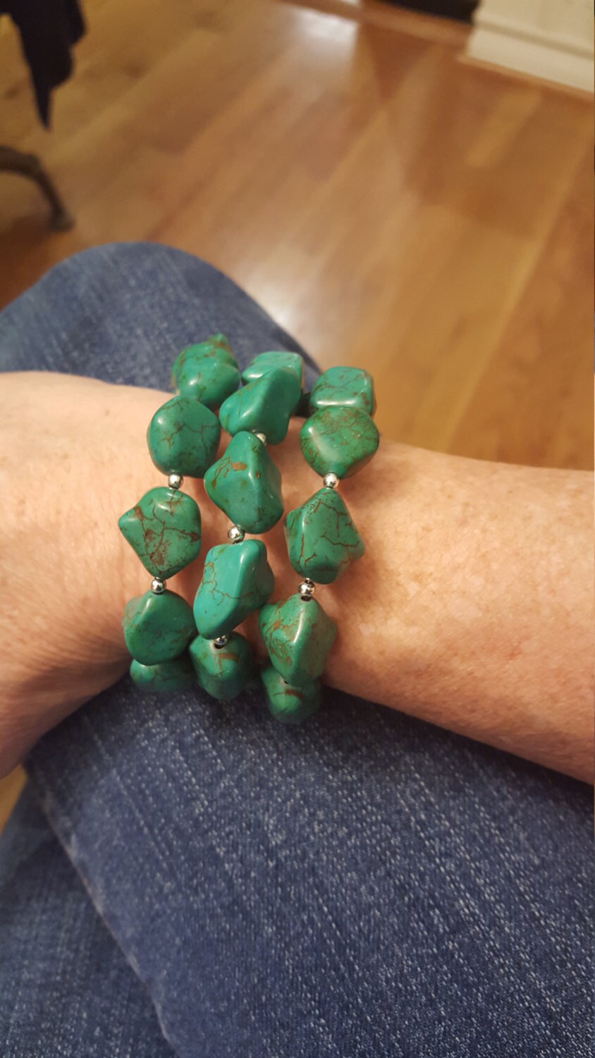 Wickelarmband Aus Türkis Und Silber von DianaReevesJewelry