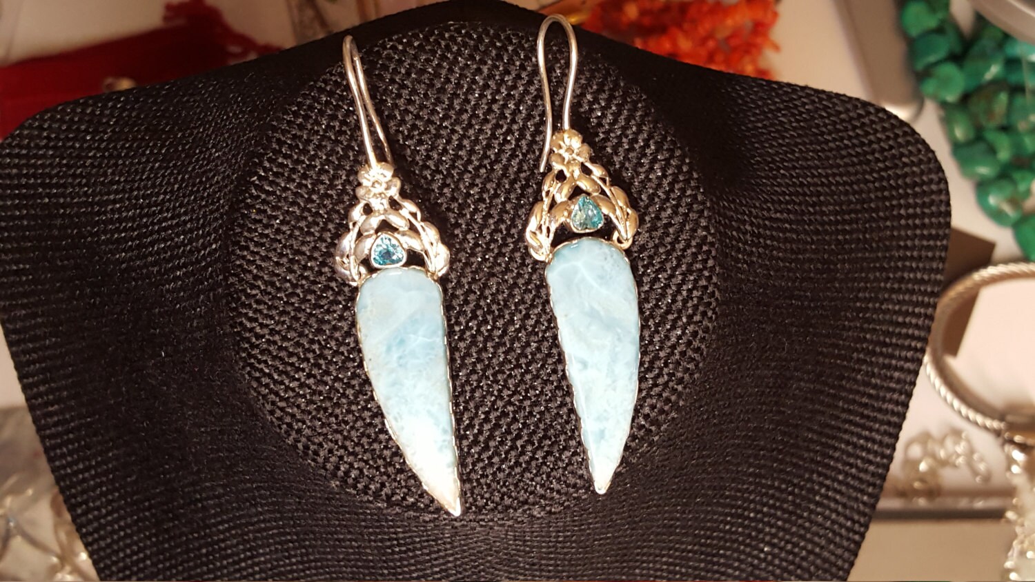 sterling Silber Larimar Blautopas Ohrringe von DianaReevesJewelry