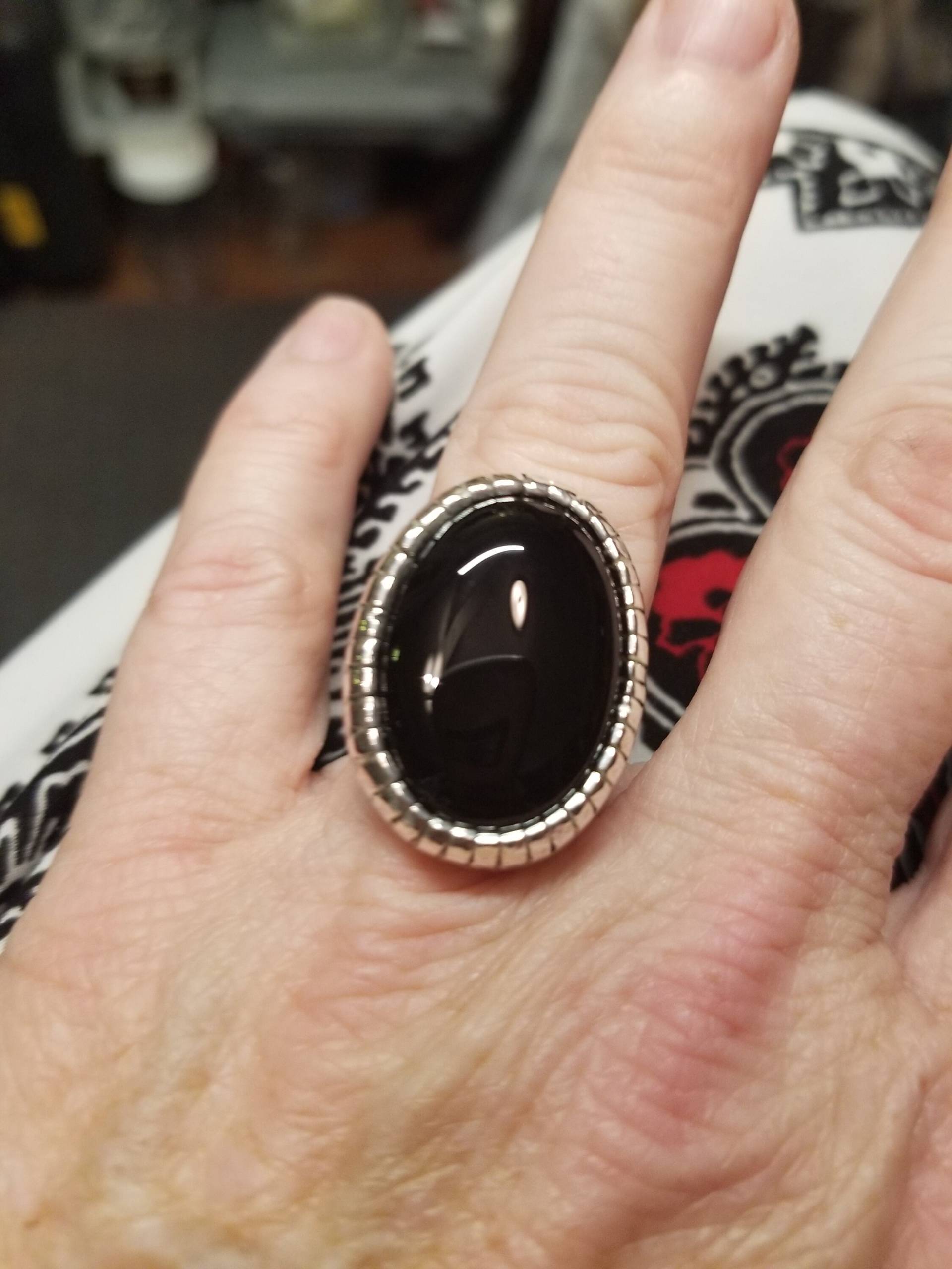 sterling Silber Schwarzer Onyx Ring, Größe 6, 5 von DianaReevesJewelry