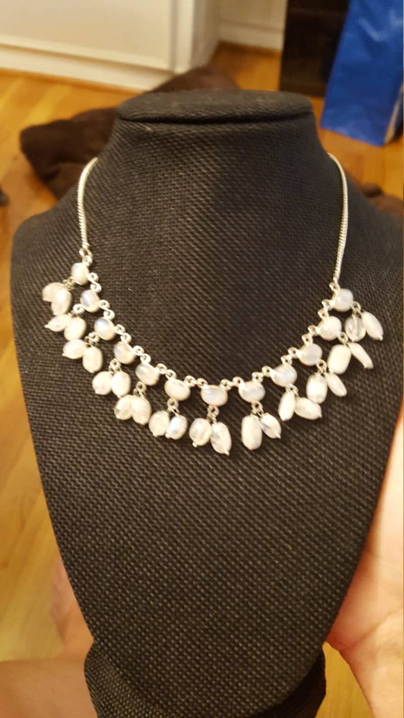 sterling Silber Und Regenbogen Mondstein Halskette von DianaReevesJewelry