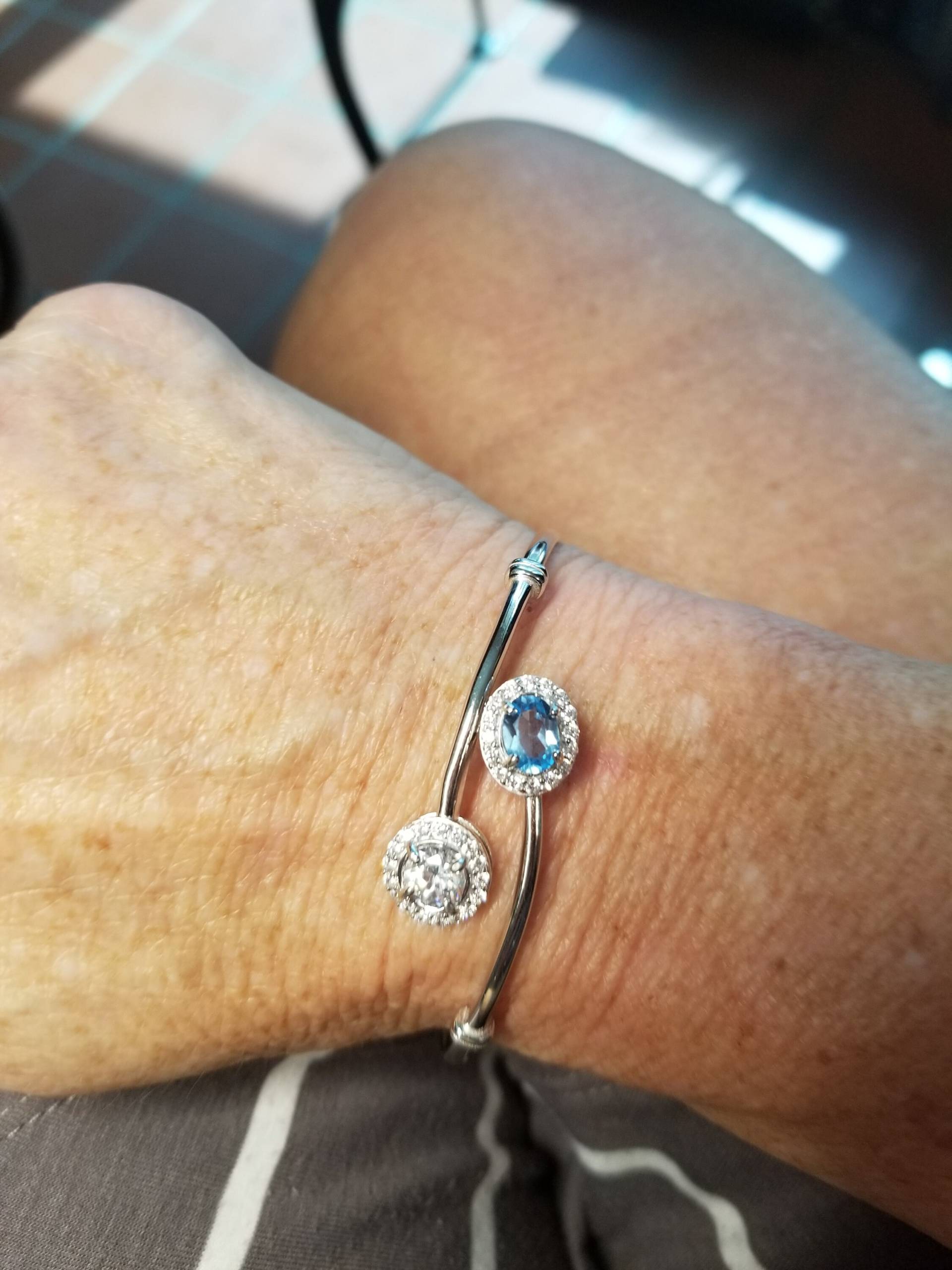 sterling Silber Weiße Topas Aquamarin Armband von DianaReevesJewelry