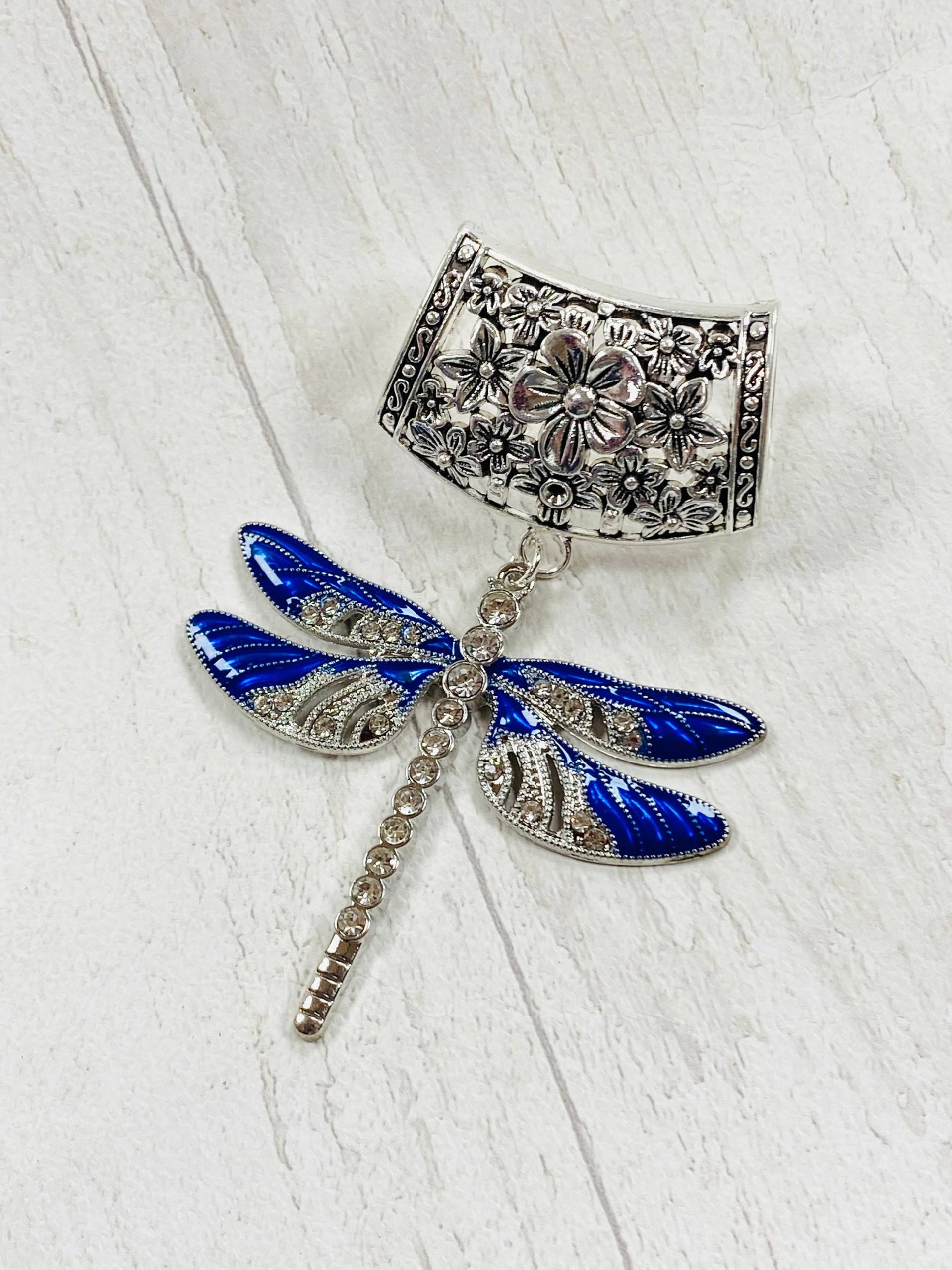 Blaue Libelle Schal Anhänger Silber Anhänger, Geschenk Für Sie von DianaSianCrafts