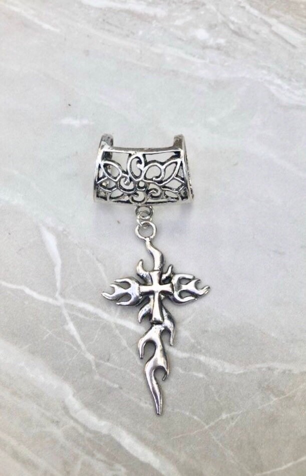 Flammendes Kreuz Anhänger Silber, Schalanhänger, Schalring, Schalschmuck, Schalschmuck von DianaSianCrafts
