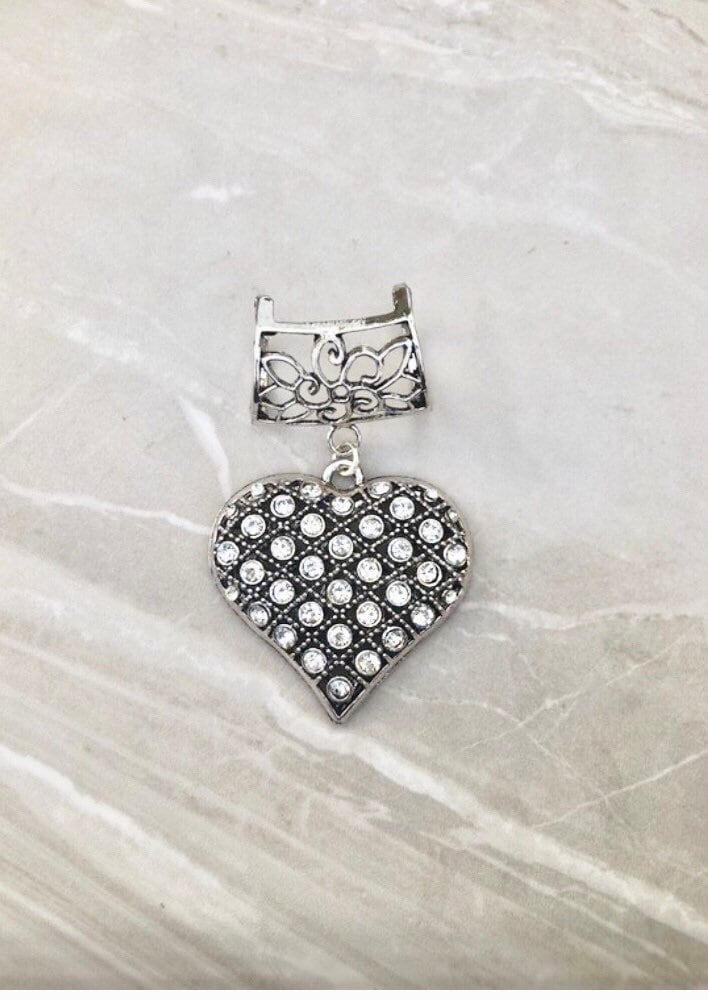 Große Strass Herz Anhängerschlaufe, Silber Schalanhänger, Schal Anhänger, Schmuck von DianaSianCrafts
