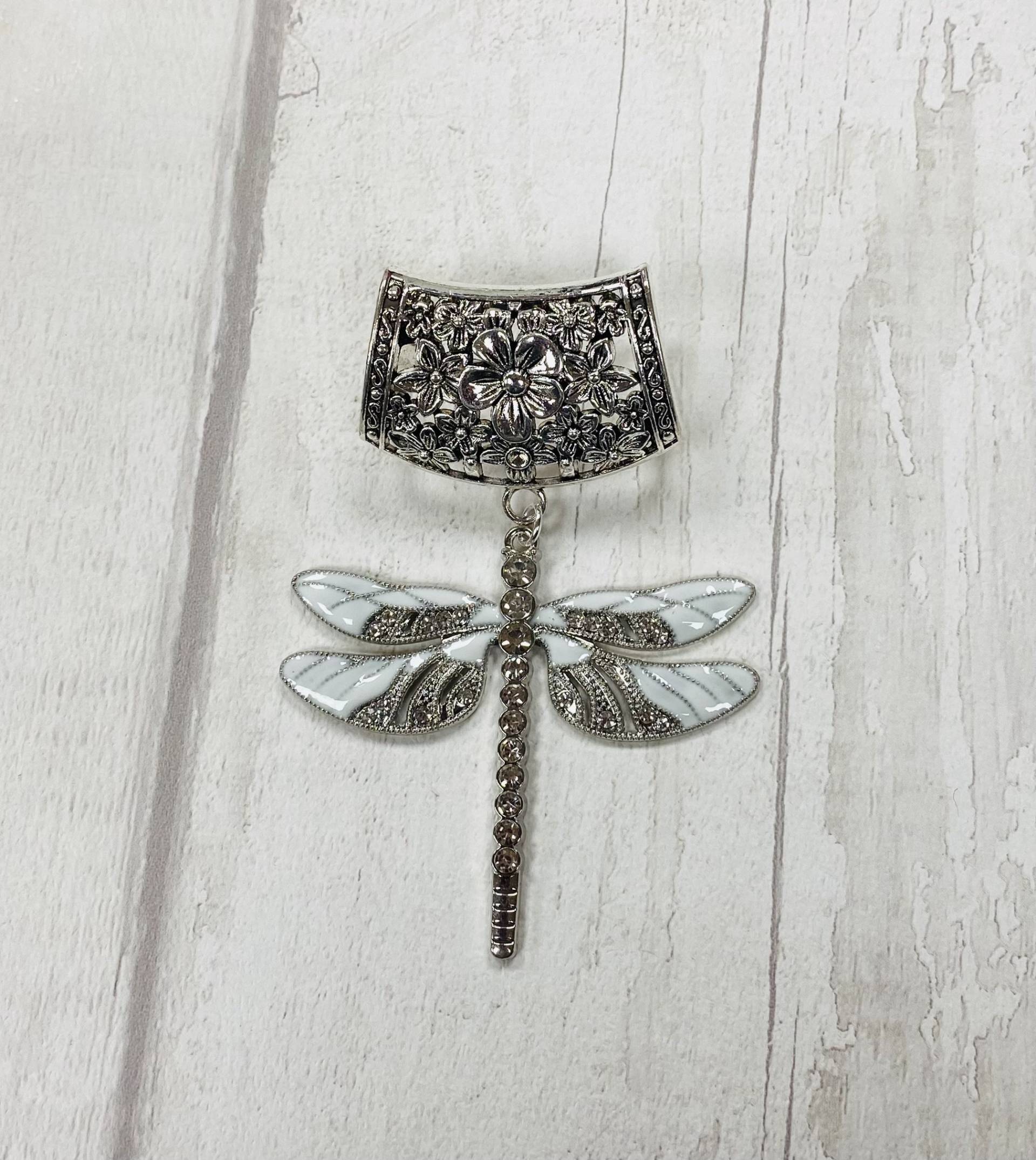 Große Weiße Libelle Schal Anhänger Silber Anhänger, Schmuck von DianaSianCrafts