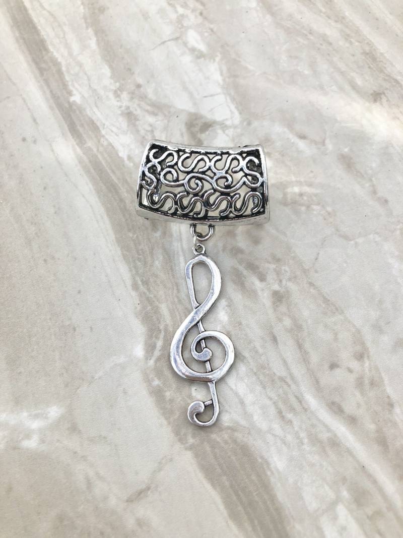 Großer Silberner Violinschlüssel Schalanhänger, Schalschmuck, Schalschmuck von DianaSianCrafts