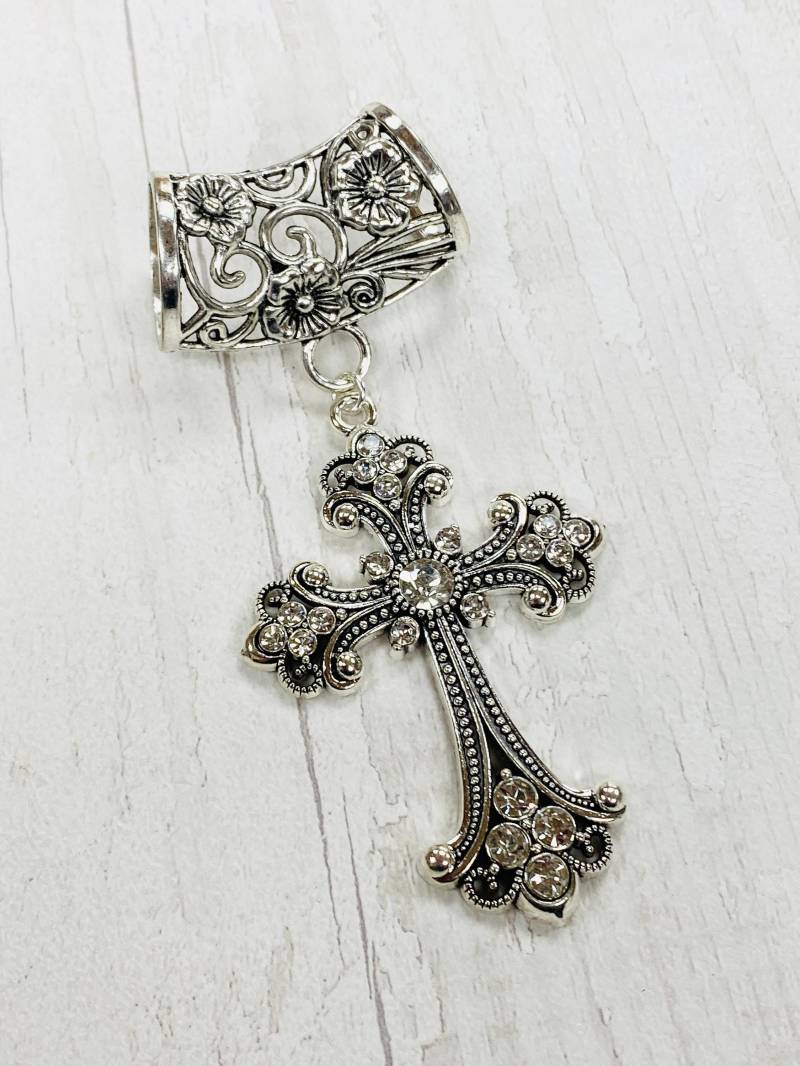 Klare Strass Cross Schal Anhänger, Silber Schmuck, Schmuck von DianaSianCrafts