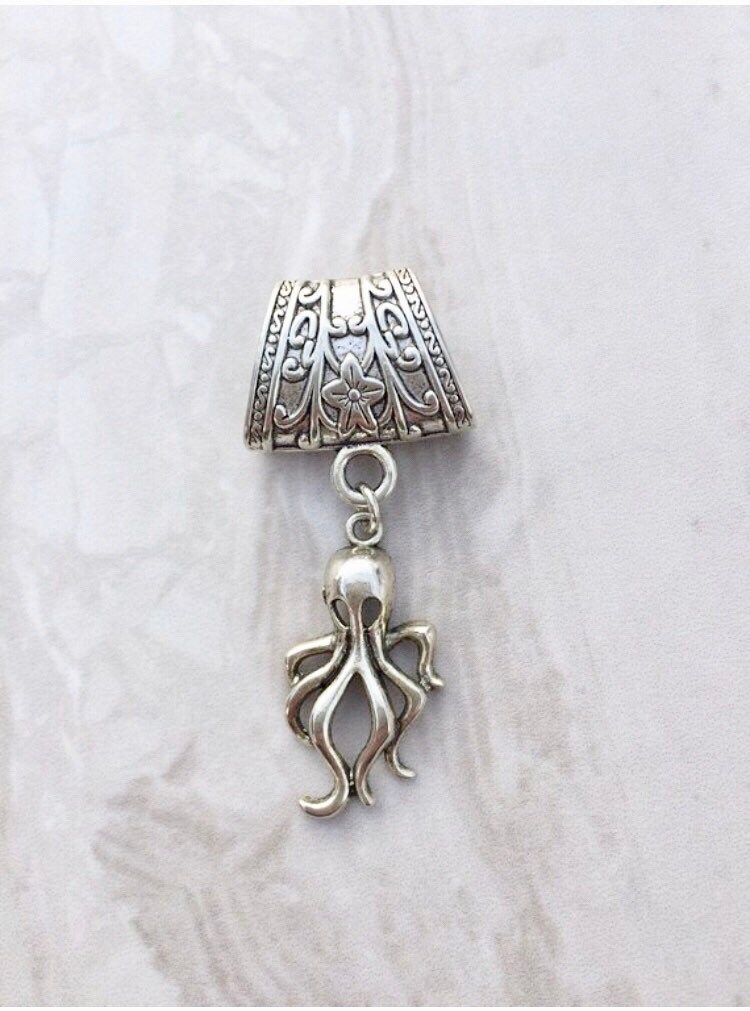 Kleine Silber Steampunk Oktopus Anhängerschlaufe, Schalanhänger, Schal Anhänger, Schmuck von DianaSianCrafts