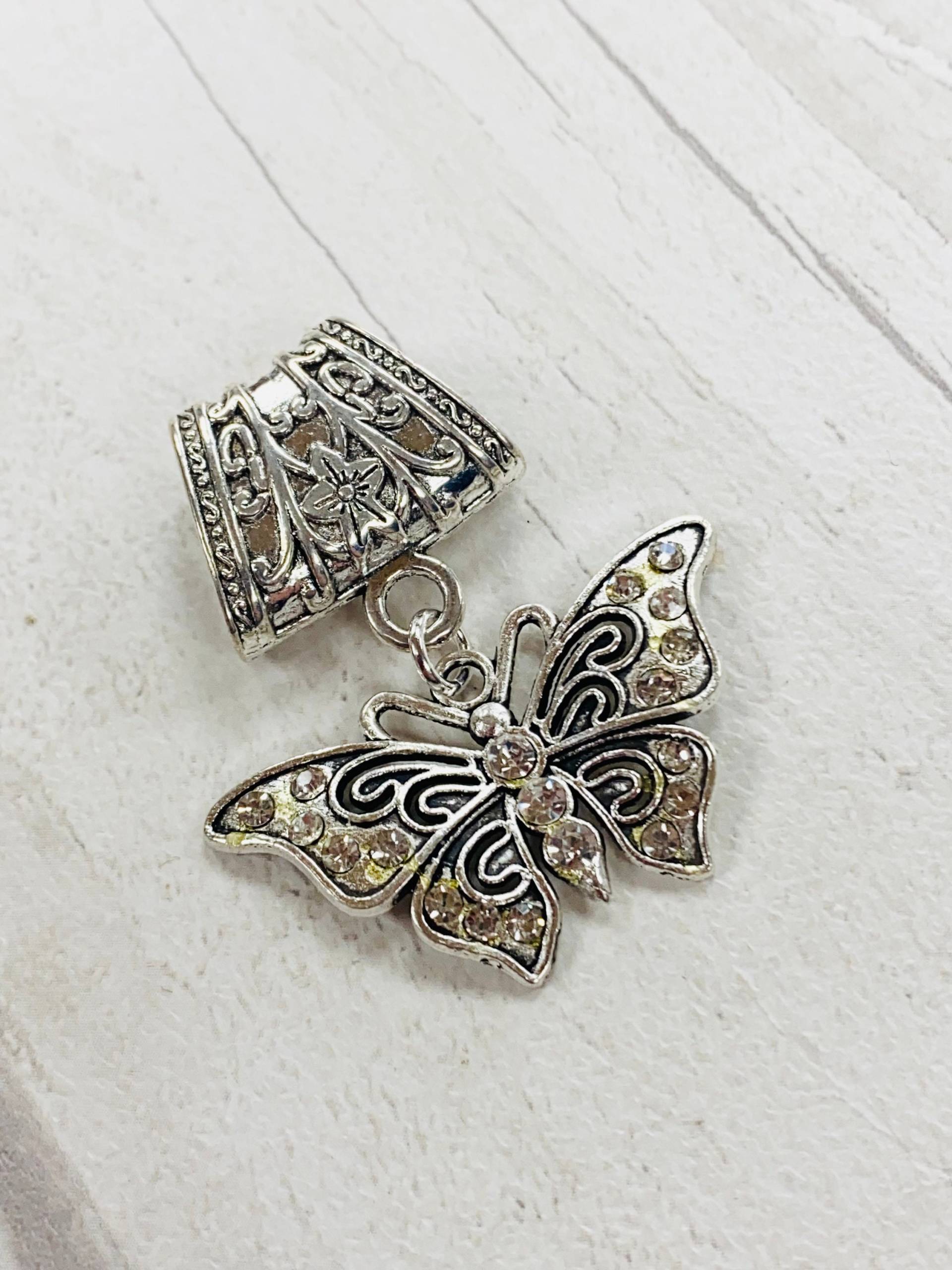 Kleiner Glitzernder Schmetterling Silber Schal Anhänger, Anhänger Silber, Schmuck, Schmuck von DianaSianCrafts