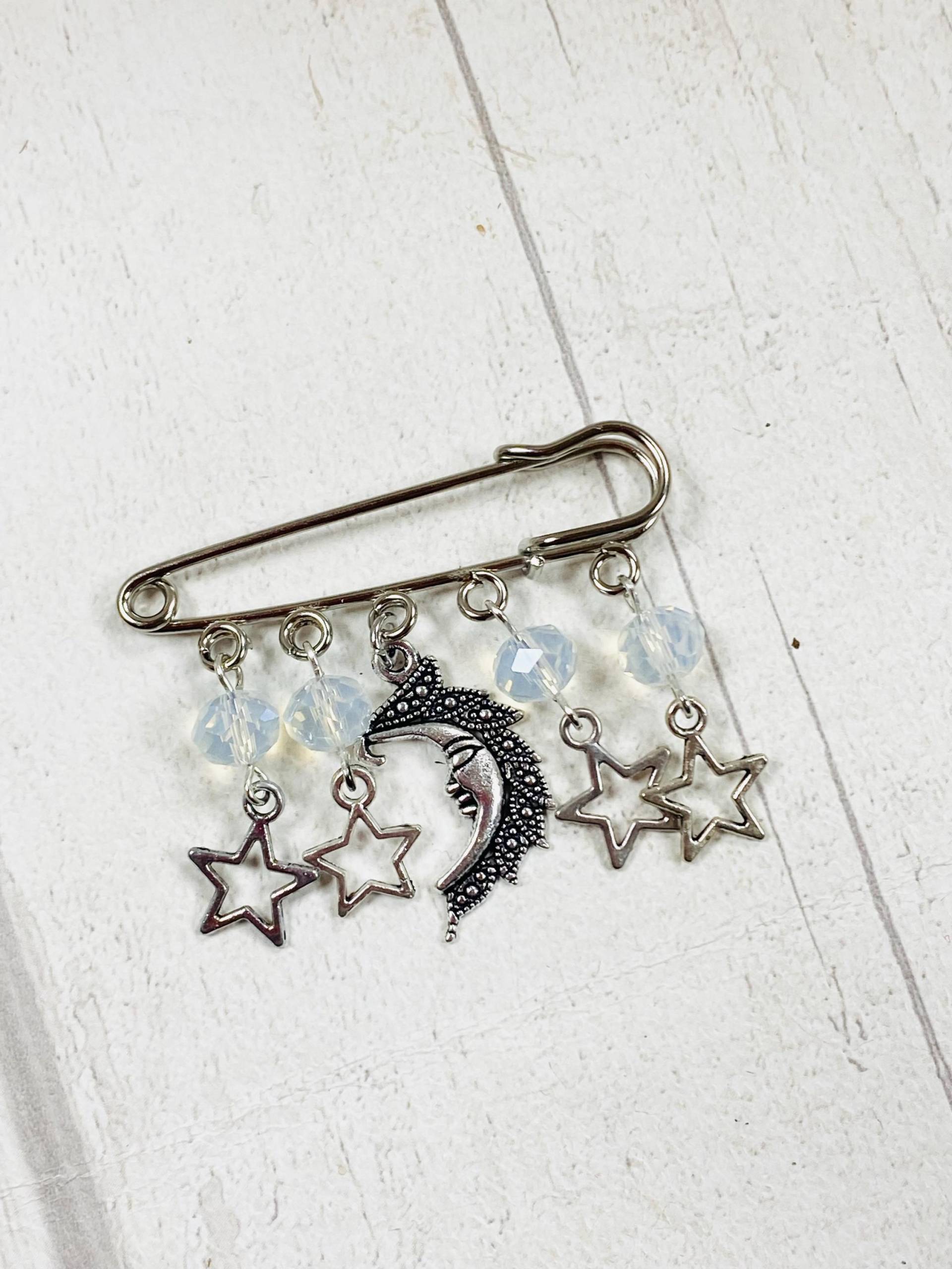 Mond Und Sterne Brosche, Kiltnadel, Silber Charm Taschenabzeichen, Pin, Geschenk Für Sie von DianaSianCrafts