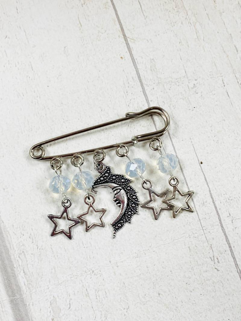 Mond Und Sterne Brosche, Kiltnadel, Silber Charm Taschenabzeichen, Pin, Geschenk Für Sie von DianaSianCrafts