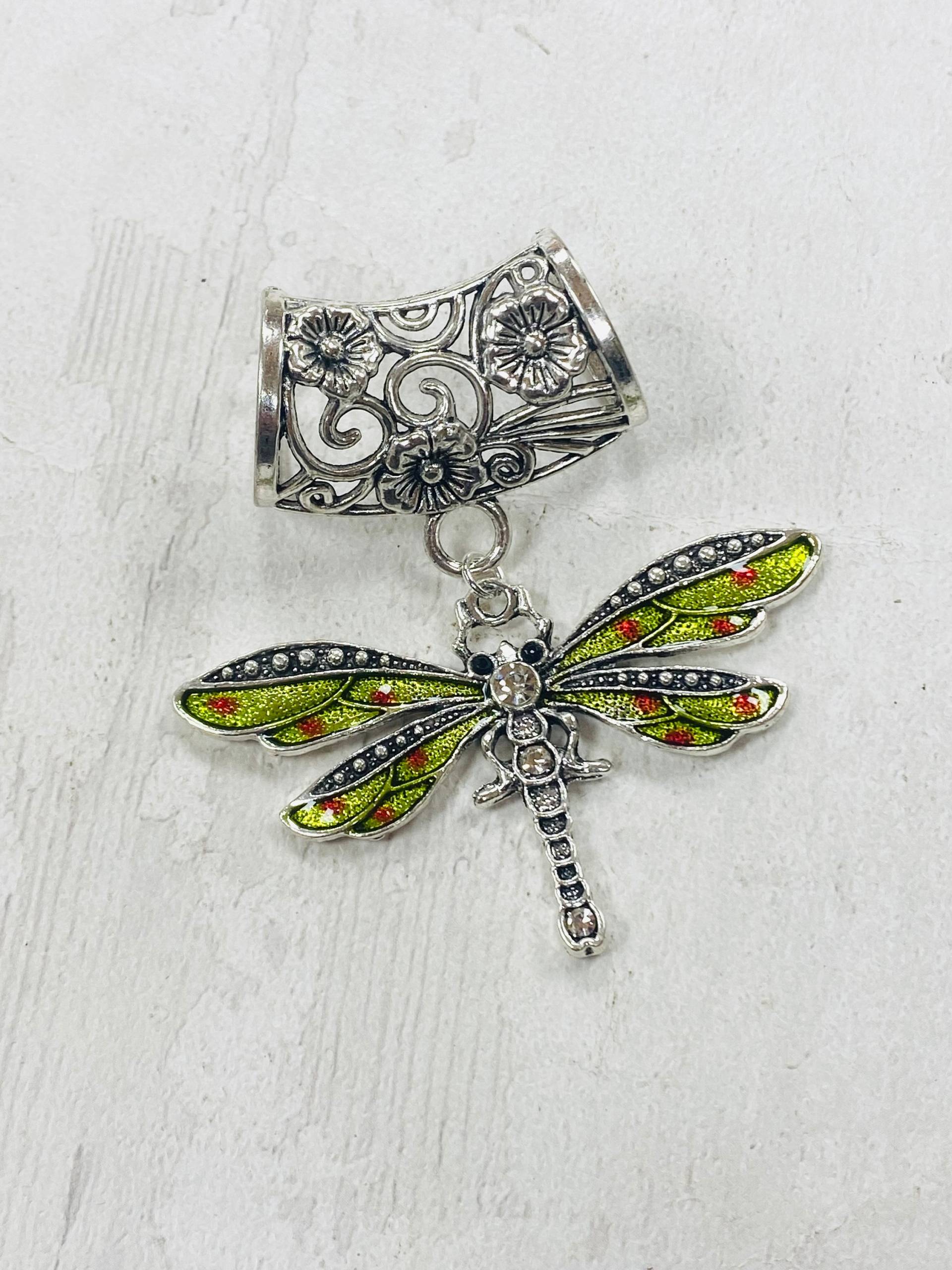 Olivgrün Libelle Schal Anhänger - Silber Schalanhänger Ideal Für Seiden- Und Chiffonschals von DianaSianCrafts