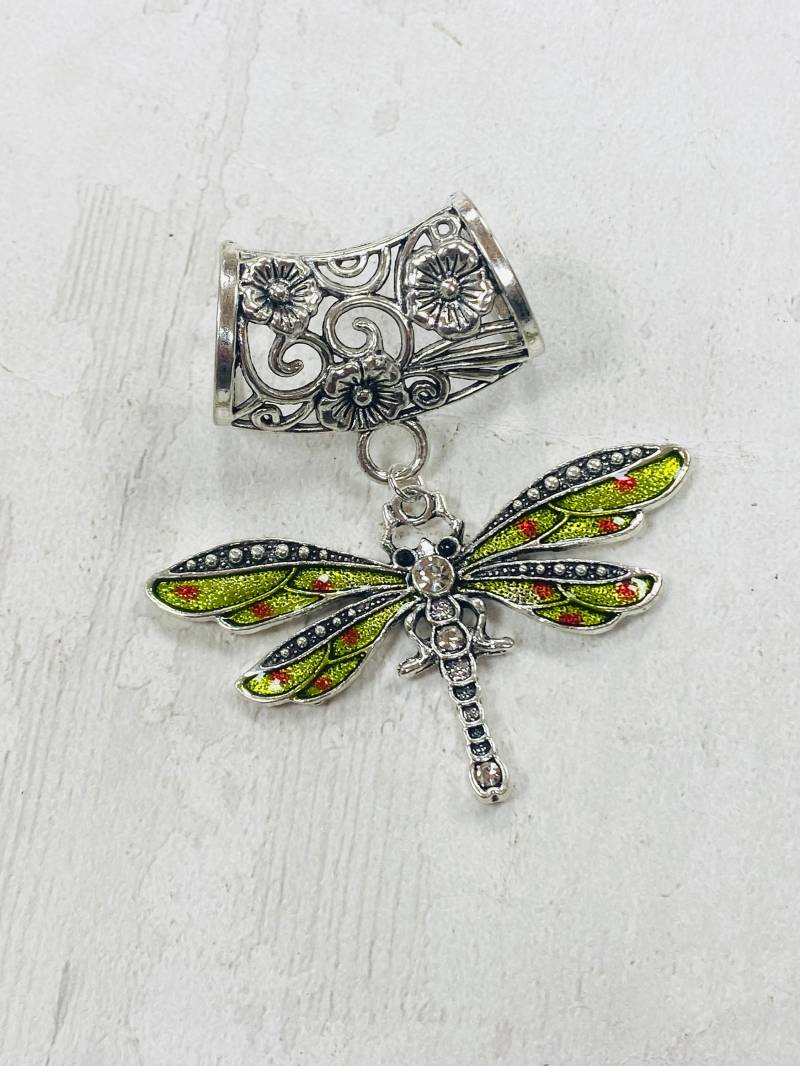 Olivgrün Libelle Schal Anhänger - Silber Schalanhänger Ideal Für Seiden- Und Chiffonschals von DianaSianCrafts