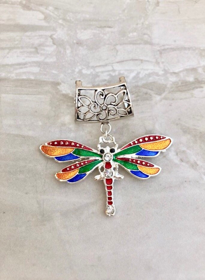 Regenbogen Libelle Schal Anhänger Silber, Anhänger, Schmuck, Schmuck von DianaSianCrafts