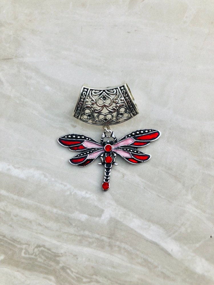 Rot Und Rosa Libelle Schal Anhänger, Silber Schmuck, Schmuck von DianaSianCrafts