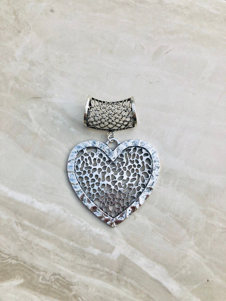 Silber Herz Schal Anhänger Silber, Anhänger von DianaSianCrafts