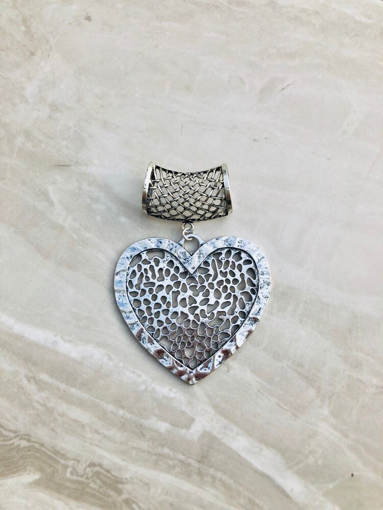 Silber Herz Schal Anhänger Silber, Anhänger von DianaSianCrafts