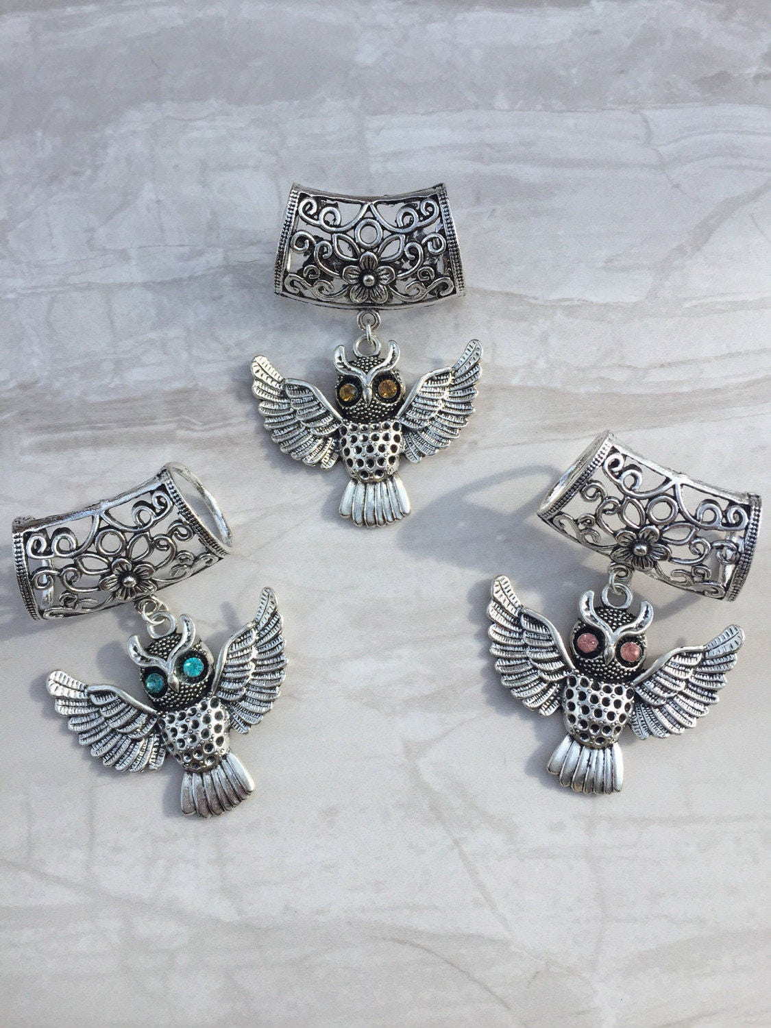 strass Eule Schal Anhänger, Silber Schmuck, Anhänger von DianaSianCrafts