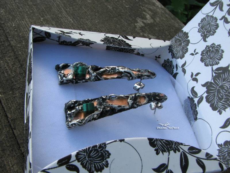 Malachit-Kupferohrringe, "Träumende Göttin", Post-Edelstahl 316, Feenohrringe, Fantasy-Ohrringe, Ohrringe Im Antiken Look von DianaSilvanStone