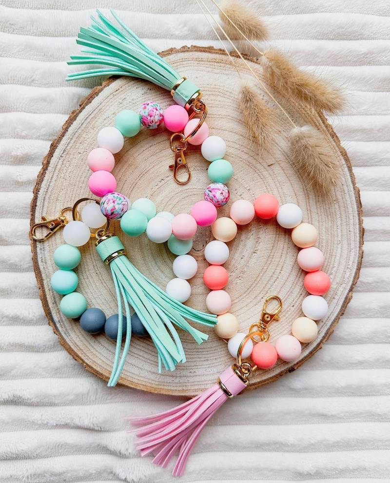 Schlüsselanhänger Mit Silikonperlen | Anhänger Accessoires Bunt Geschenk Perlen Mädchen von DianaTDesign