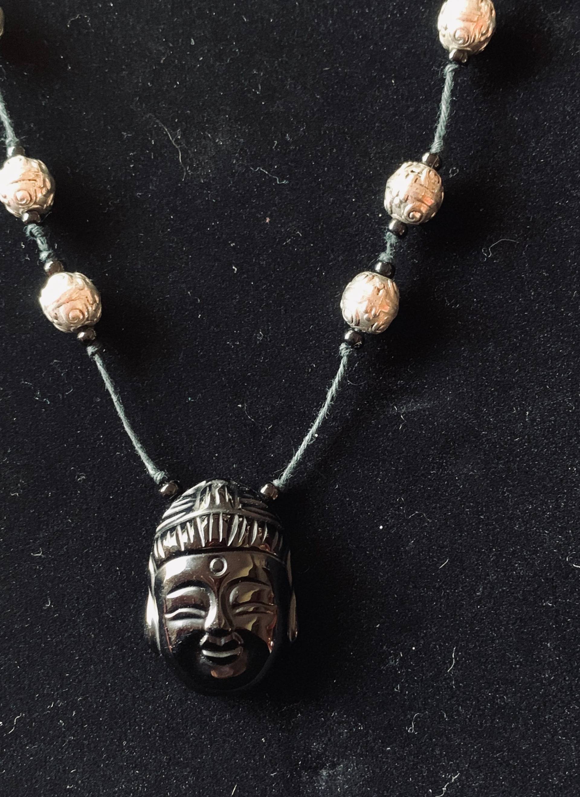 Black Onyx Und Silber Buddha Halskette Black Onyx Und Silber Buddha Halskette von DianeRestrepo