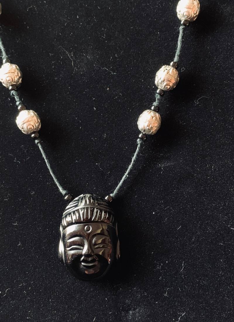 Black Onyx Und Silber Buddha Halskette von DianeRestrepo