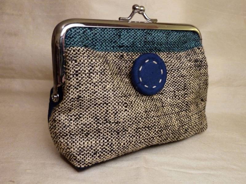 Sale 20% Rabatt Blaue Gewebte Tweed Seide Geldbörse, Kleine Clutch Nützliche Handtasche Accessoires Tasche, Gefüttert, Schnapprahmen von DianeShawSilkGifts