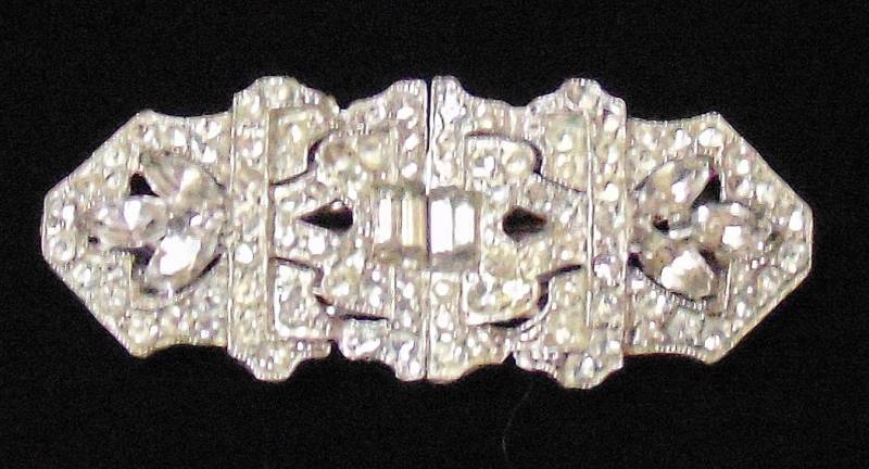 Jahrgang Unsigniert Duette Doppel Kleid Clip Brosche in Strasssteinen von DianesJewelsnMore