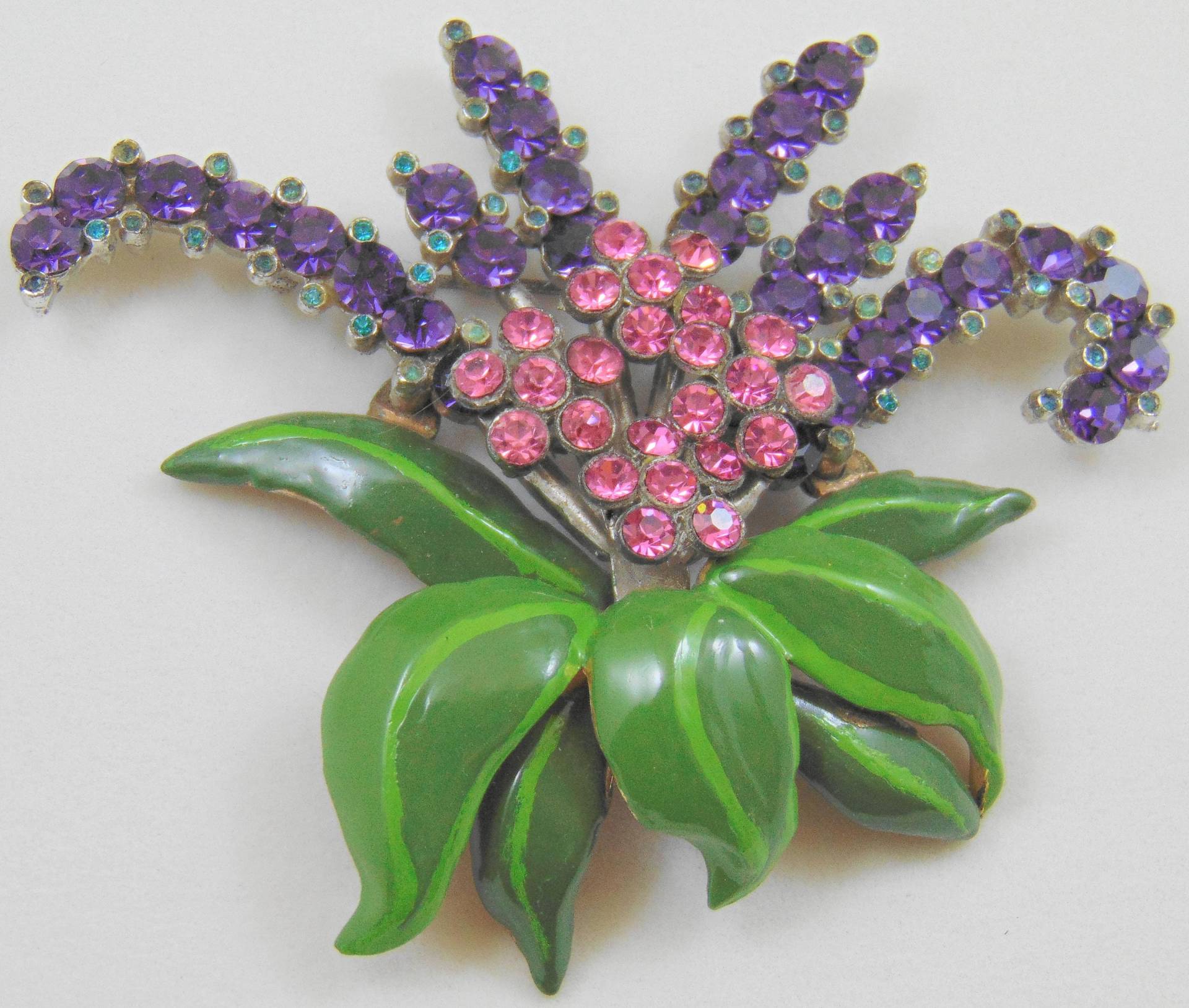 Riesige Geschichteten Emaille Und Strass Blumen Spray-Brosche-Pin von DianesJewelsnMore