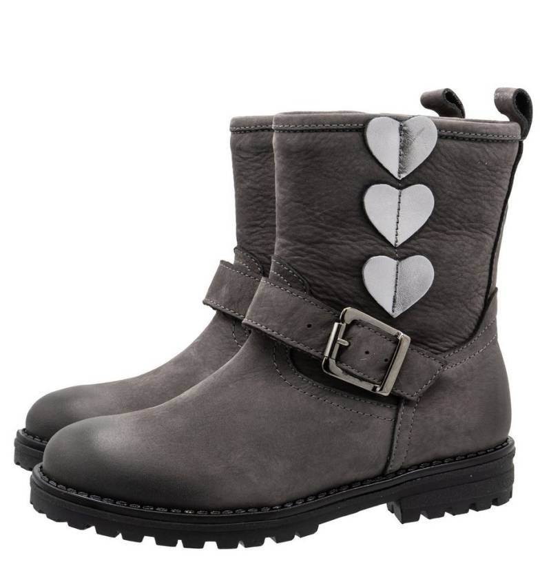 Dianetti Stiefel Dianetti Mädchen 9913 Winterschuhe Leder Lammfell Grau Schnürstiefelette von Dianetti