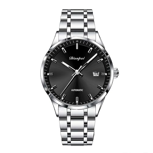 Dianpai Einfache Herrenuhr Vollautomatisches Mechanisches Uhrwerk Edelstahl Herren Kalender Nachtlicht Wasserdicht Business Uhr 5202A, Schwarz Dianpai Einfache Herrenuhr Vollautomatisches Mechanisches Uhrwerk Edelstahl Herren Kalender Nachtlicht Wasserdicht Business Uhr 5202A, Schwarz von Dianpai