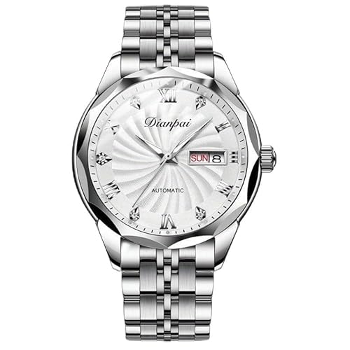 Dianpai Herren Vollautomatische Mechanische Uhr Edelstahl Wochenkalender Herren Wasserdicht Mode Business Uhr 6602-4, Weiss/opulenter Garten Dianpai Herren Vollautomatische Mechanische Uhr Edelstahl Wochenkalender Herren Wasserdicht Mode Business Uhr 6602-4, Weiss/opulenter Garten von Dianpai
