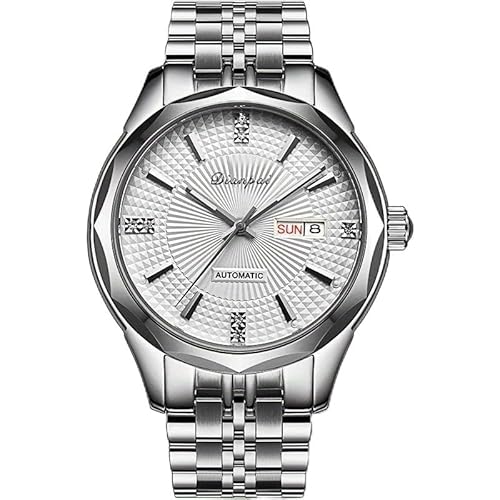 Dianpai Klassische Herren Vollautomatische Mechanische Uhr Edelstahl Doppelkalender Herren Wasserdicht Mode Trend Uhr 6602, Weiss/opulenter Garten von Dianpai