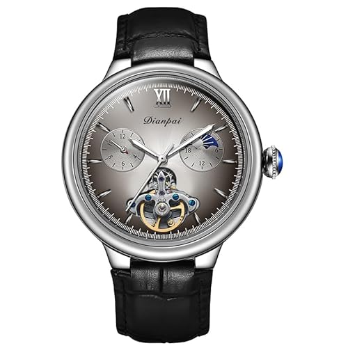 Dianpai Multifunktions Herren Vollautomatische Mechanische Uhr Ausgehöhlt Herren Wasserdicht Mode Trend Uhr 6049B, GRAU von Dianpai