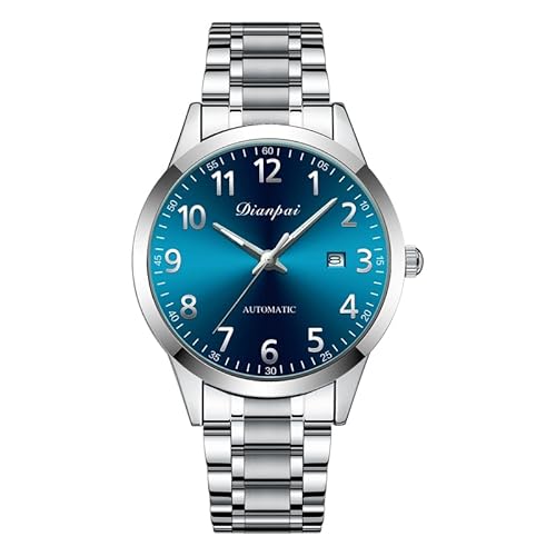Dianpai Neue Digitalwaage Vollautomatische mechanische Uhr Herren Edelstahl Kalender Wasserdicht Berühmte Uhr Vielseitige Mode Trend Herrenuhr, Blau von Dianpai