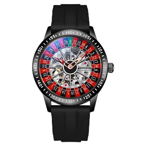 Dianpai Neue skelettierte Herren Vollautomatische mechanische Uhr, Silikonband Casual Herren Wasserdicht Mode Trend Vielseitige Uhr 6061A von Dianpai
