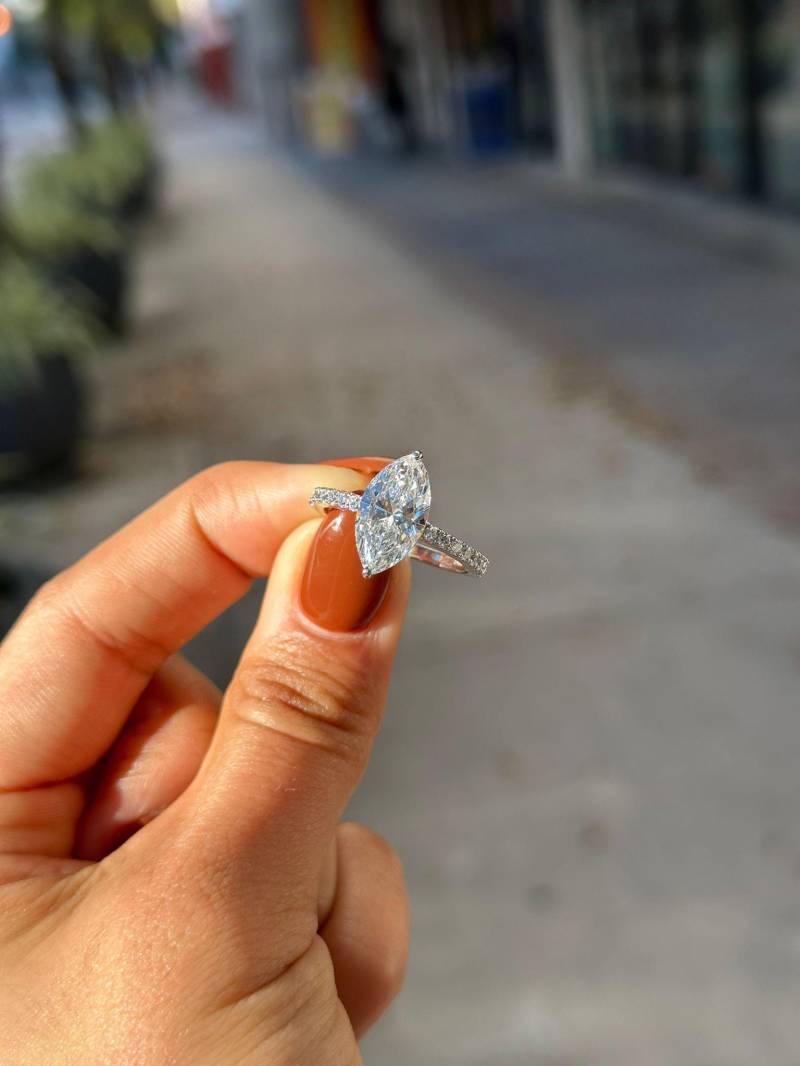 Ring Aus 14K Gold Marquise Lab-Grown Diamant - Igi Zertifiziertes Edles Schmuckgeschenk von DiaraysINC
