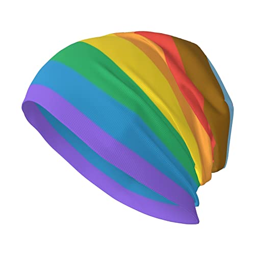 Beanie-Mütze mit Regenbogen-Streifen, bunt, weite Passform, Chemo-Mütze, Krebs, Kopfbedeckung, Strickmütze, Schal, Schlafmütze für Damen und Herren, Progress Pride Flagge, Regenbogenfarben, 12, One Beanie-Mütze mit Regenbogen-Streifen, bunt, weite Passform, Chemo-Mütze, Krebs, Kopfbedeckung, Strickmütze, Schal, Schlafmütze für Damen und Herren, Progress Pride Flagge, Regenbogenfarben, 12, One von Diari