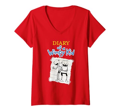 Damen Diary of a Wimpy Kid Best Friends Sketch with Logo Funny T-Shirt mit V-Ausschnitt von Diary of a Wimpy Kid