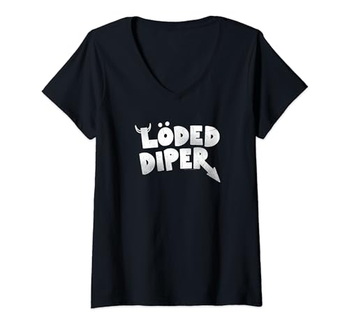 Damen Diary of a Wimpy Kid LÖDED DIPER Distressed Logo T-Shirt mit V-Ausschnitt Damen Diary of a Wimpy Kid LÖDED DIPER Distressed Logo T-Shirt mit V-Ausschnitt von Diary of a Wimpy Kid