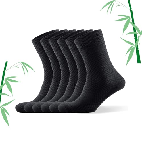 DiaryLook 6 Paar Bambus Socken Herren Schweißfest und atmungsaktiv Schwarze bambussocken Verschiedene Größen 39-42,43-46,47-49 von DiaryLook