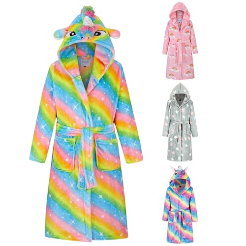 DiaryLook Bademantel Kinder für Mädchen, Flauschiger Fleece Morgenmantel Kuscheliger Kinderbademantel, Bathrobe, Robe, Geschenk 9-10 Jahre von DiaryLook