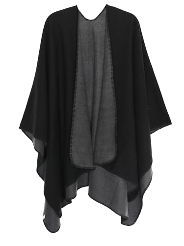 DiaryLook Damen Poncho Schal Winter Cardigan Übergroße Cape Elegant Poncho Für Frauen Umhang Damen Warm Weihnachtsgeschenke Für Frauen Schwarz von DiaryLook