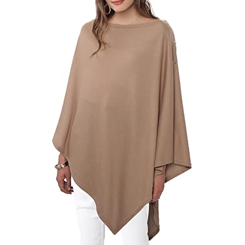 DiaryLook Damen Poncho mit Knöpfen Cashmere Schal Multiway Schal Wickelschal (Khaki) Khaki Einheitsgröße, Khaki, Einheitsgröße von DiaryLook