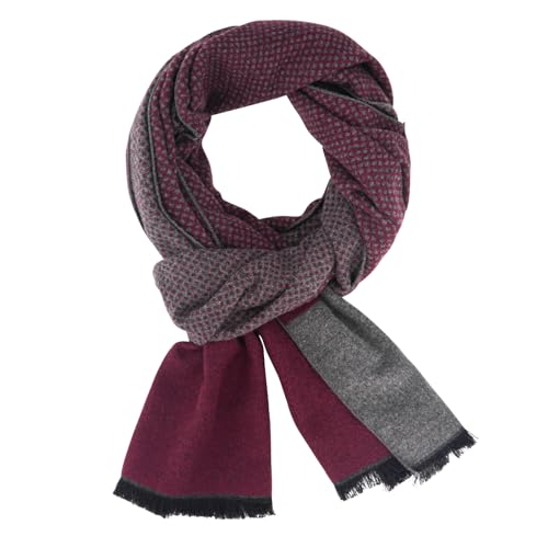 DiaryLook Herren Herbst Baumwolle kariert Schal-Winter Frühling Herbst Jungen Warm Lange Scarf mit Luxuriöse,Weinrotes von DiaryLook