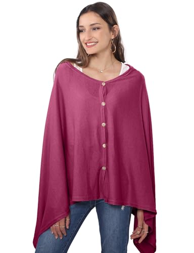 DiaryLook Kaschmir-Feeling gestrickter Poncho Damen Elegant, Langer Cape Damen Poncho für Frauen, weiche Knöpfe, Leichter Wickel Schal Cardigan für Frühling, Sommer, Winter Geschenk für Frauen von DiaryLook