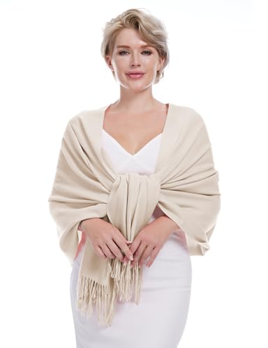 DiaryLook Kaschmir Schal Damen Winter Warm abendkleid Pashmina Schals tücher für Frauen Blanket Scarf Beige von DiaryLook