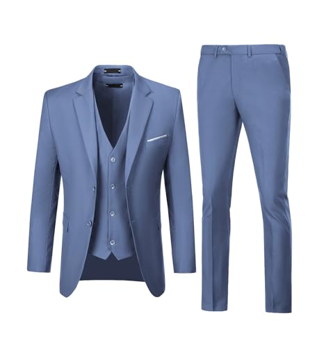 Herren-Anzüge, 3-teiliges Set, schmale Passform, Hochzeitsanzug, Trauzeugen, Abschlussball, Smoking, Business, formell, lässig, Bräutigam, Anzug, Jacke, Blazerhose, Denim Blau, XL von Diaryan